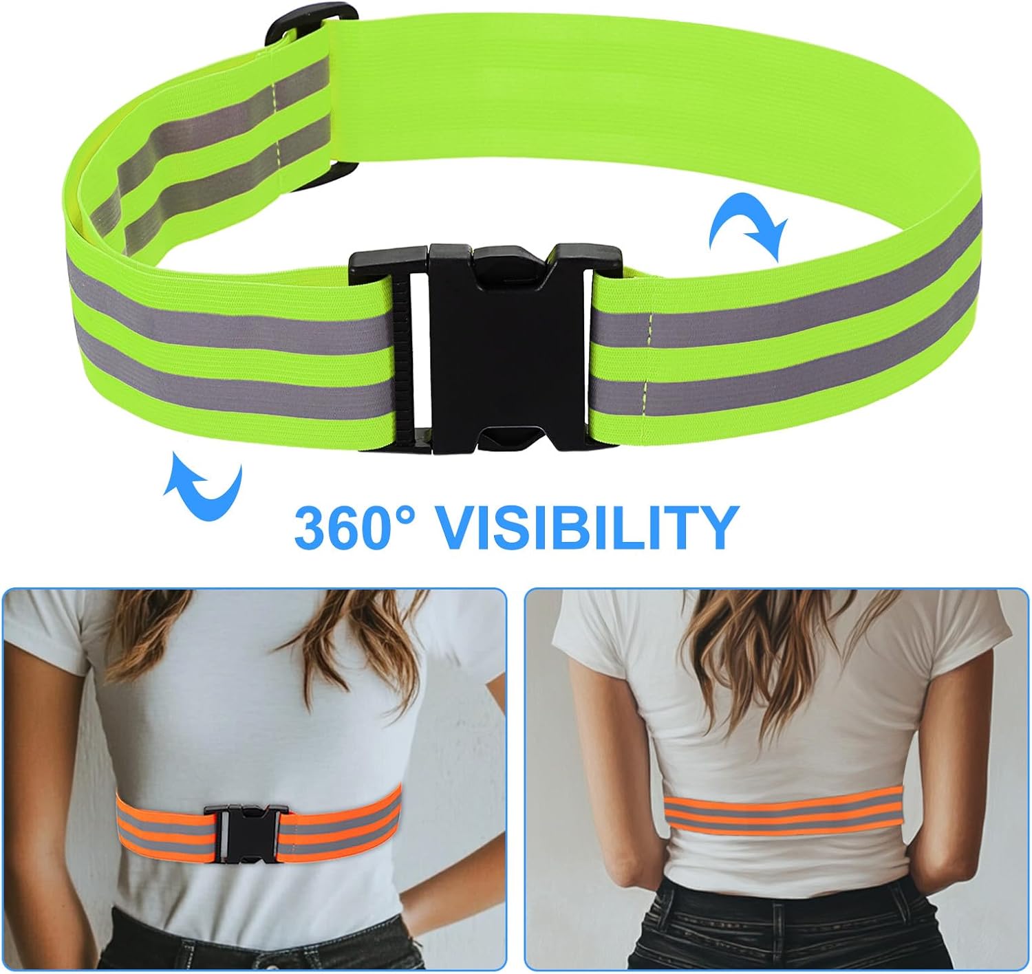 PATIKIL Adjustable Reflective Running Belt, Glow Pt Belt Sash for Cycling