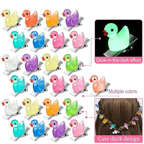 Miniatura 5 de 50 Pcs Mini Duck Hair Clips for Women Girls, CYHYII Glow in the Dark Duck Hair Barrettes Cute Mixed Colorful Animal Hairpins Hair Accessories Party