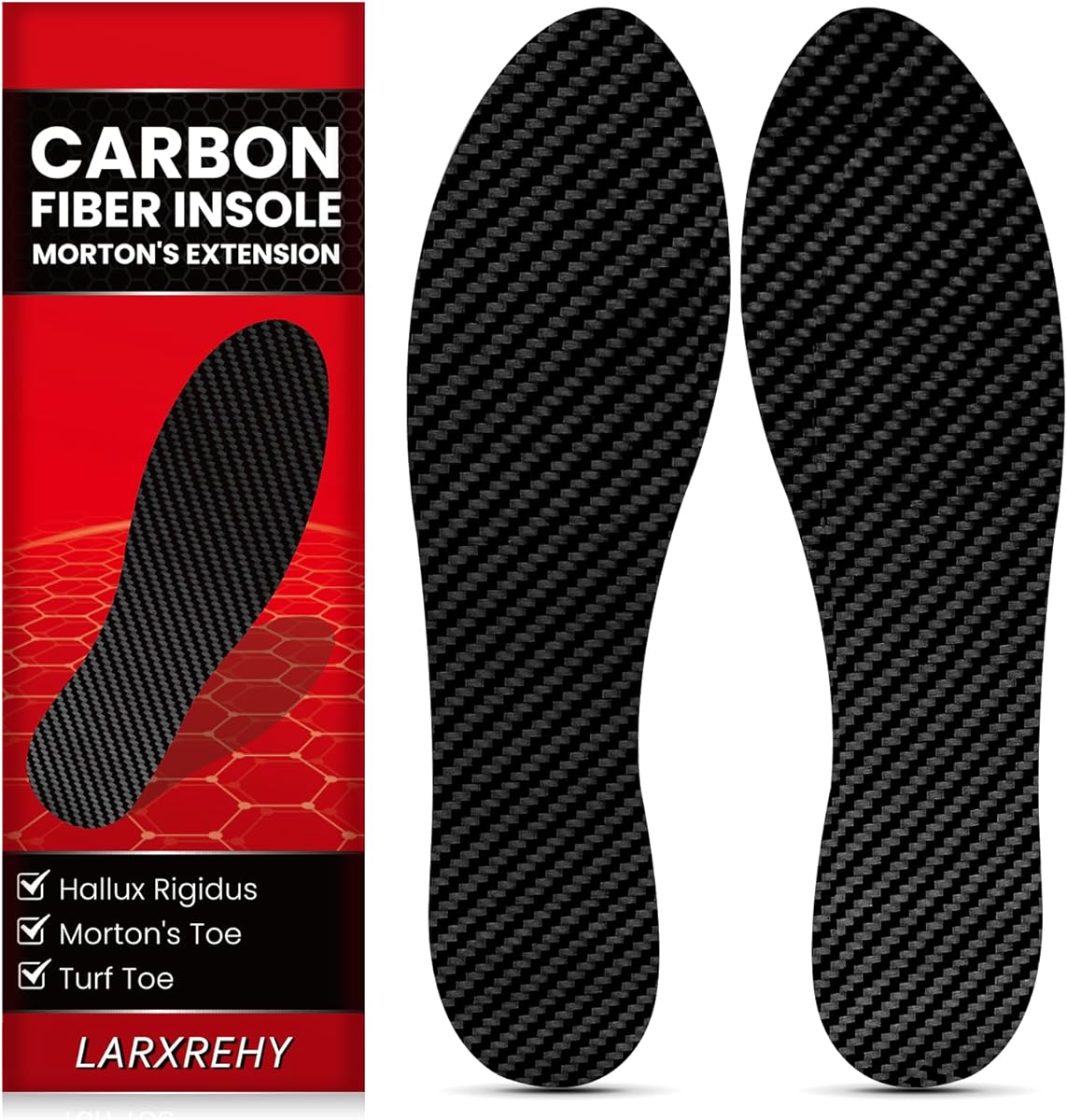 Carbon Fiber Insole for Men & Women 1 Pair: 1.5mm Thick Rigid Shoe Insert for Morton's Toe, Turf Toe, Hallux Rigidus & Arthritis - Alternative to Post Op Shoe(235mm)