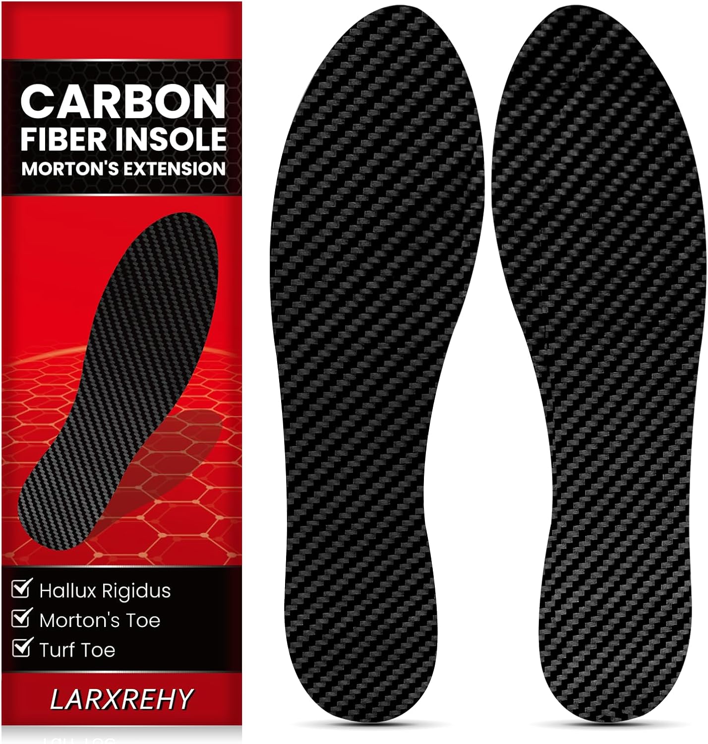 Carbon Fiber Insole for Men & Women 1 Pair: 1.5mm Thick Rigid Shoe Insert for Morton's Toe, Turf Toe, Hallux Rigidus & Arthritis - Alternative to Post Op Shoe(265mm)