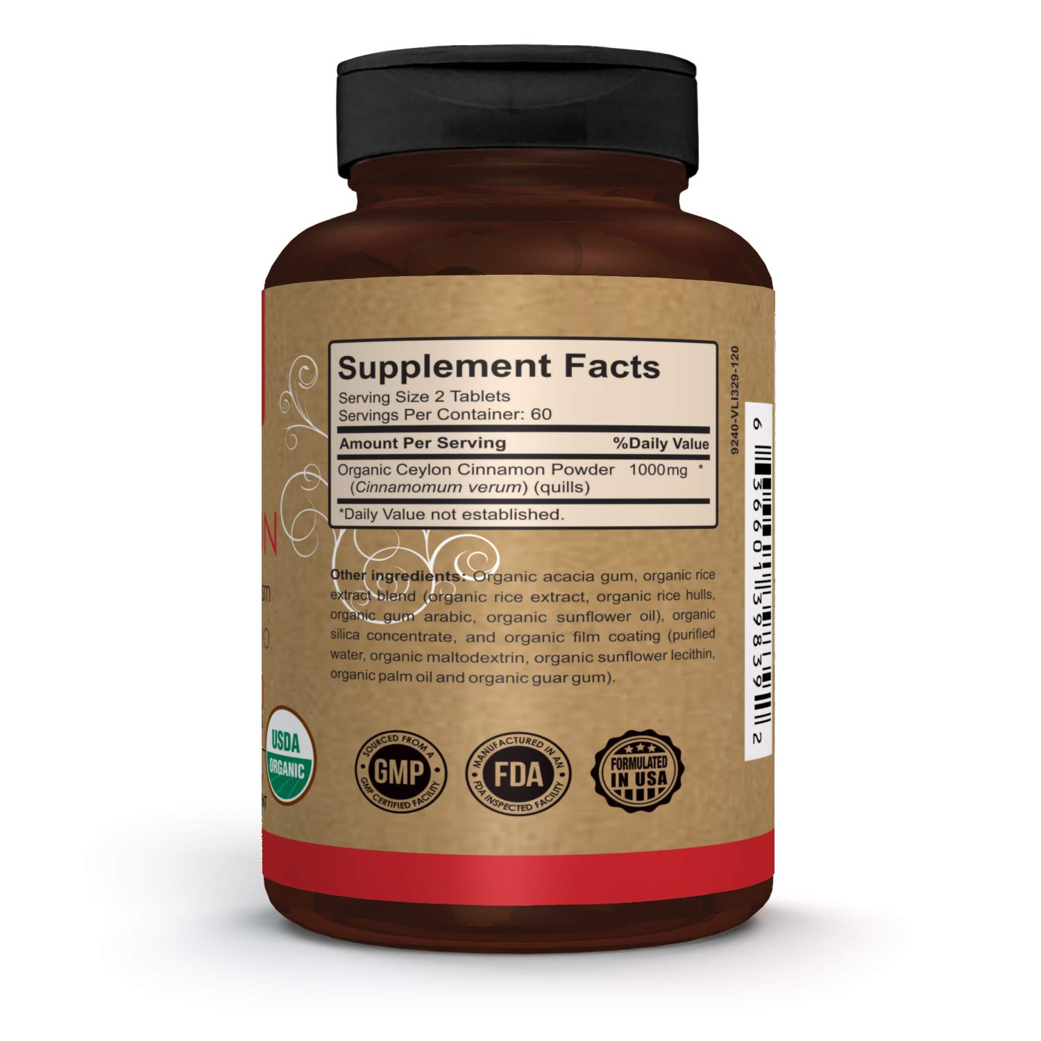 Pomona Wellness Organic Cinnamon Supplement, 1,000 mg of Cinnamon Per Serving, Promotes Metabolism, Blood Sugar, and Cardiovascular Heart Health, USDA Organic, Vegan, Non-GMO, 120 Tablet Bottle : Health & Household