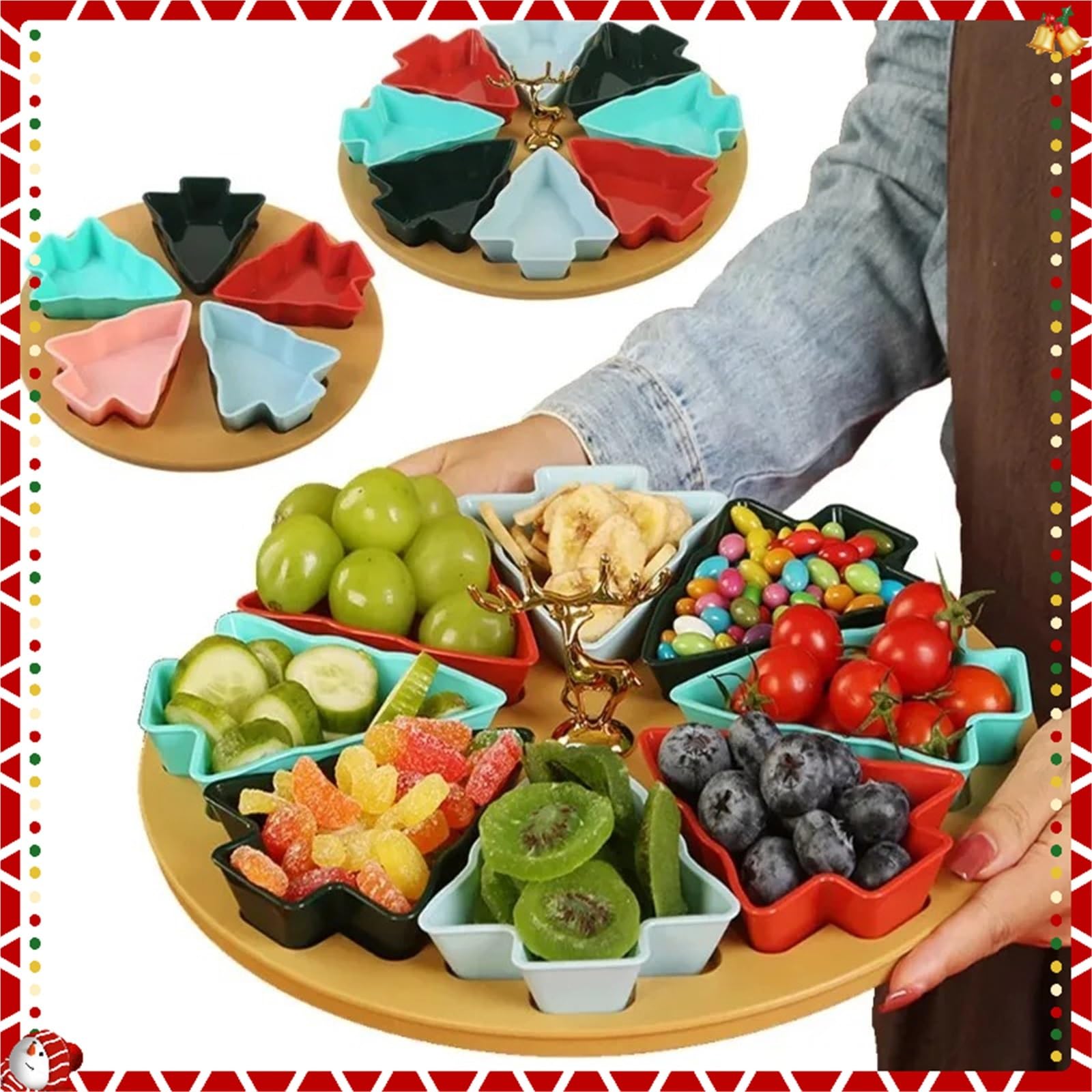 Bandeja separada con 8 rejillas en forma de árbol para Almacenar Nueces | Plato de fruta for desayuno, caja de dulces de nueces for el hogar, decoración creativa de 8 rejillas