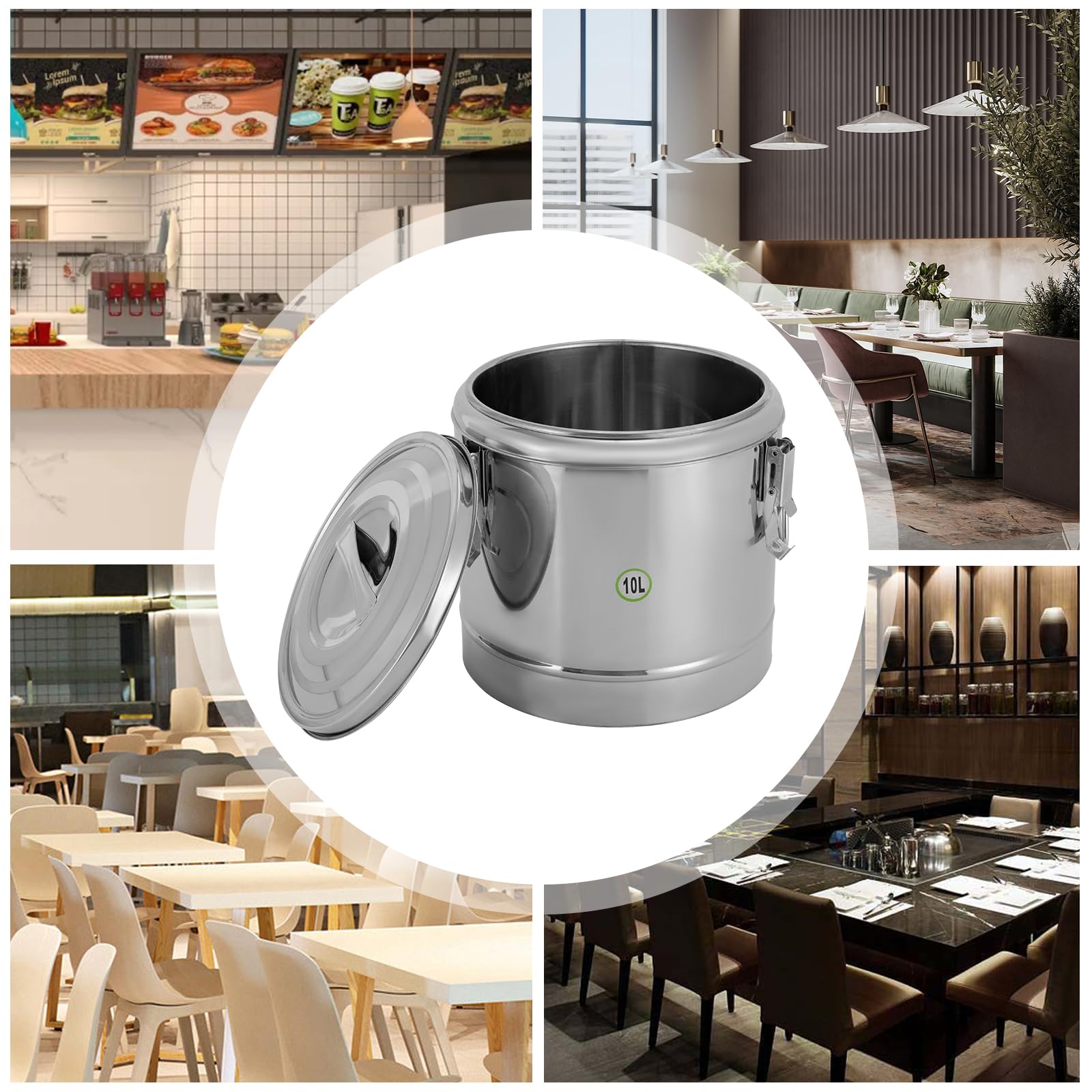 Termo de acero inoxidable Thermobox para alimentos Thermoport 10 L, para restaurantes, cantinas, tiendas hotpot, hoteles, cocinas domésticas, centros comerciales, escuelas, picnics, camping