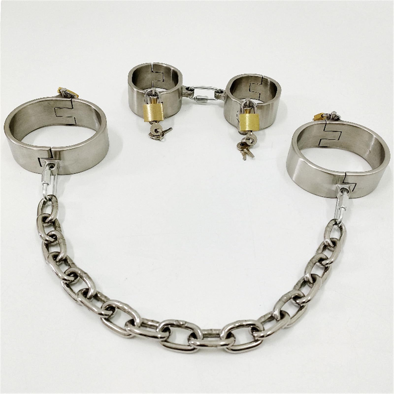 Edelstahl Metall Erotik Handschellen Handcuffs und Fußfesseln, Extreme Bondage Schwer Handfesseln mit Schlüssel, Fetisch Erwachsene Slave Abschließbar Sexspielzeug für Frauen und Männer,Männer