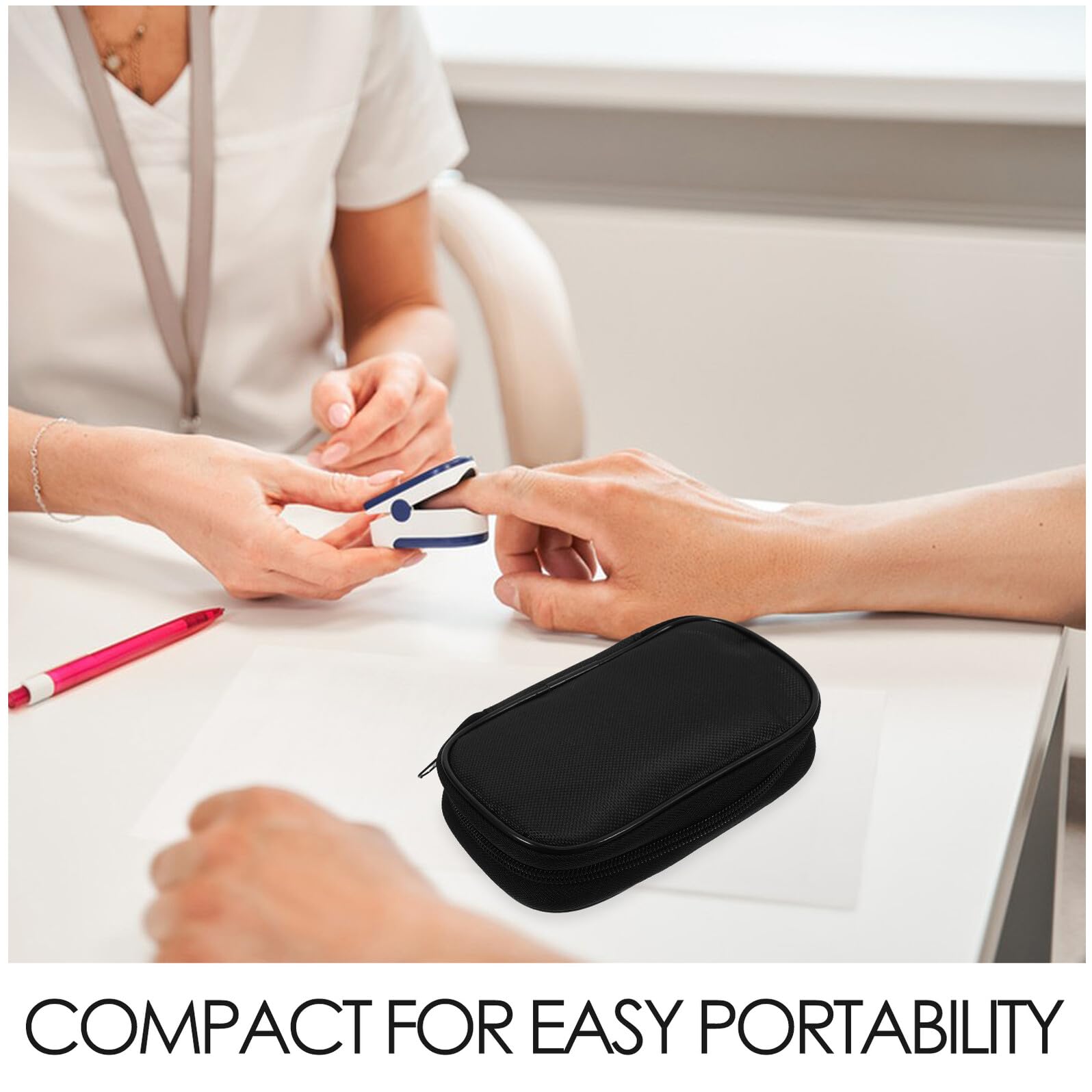 Custodia Rigida Porta Dispositivi per Test Glicemia e Sensore Glicemico, Borsa Portaoggetti Antiurto Nero, Organizzatore Portatile per Forniture Mediche e Kit da Viaggio