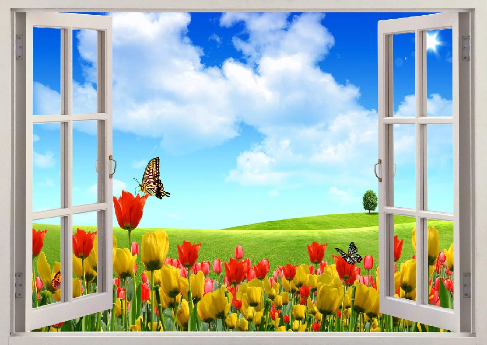 Vinilos Decorativos 3D Rotos Mariposa Flor Nube Naturaleza Tatuaje de pared vinilo extraíble decoración del hogar Calcomanías impermeables para Guardería Habitación Decoración de pared 70x122cm