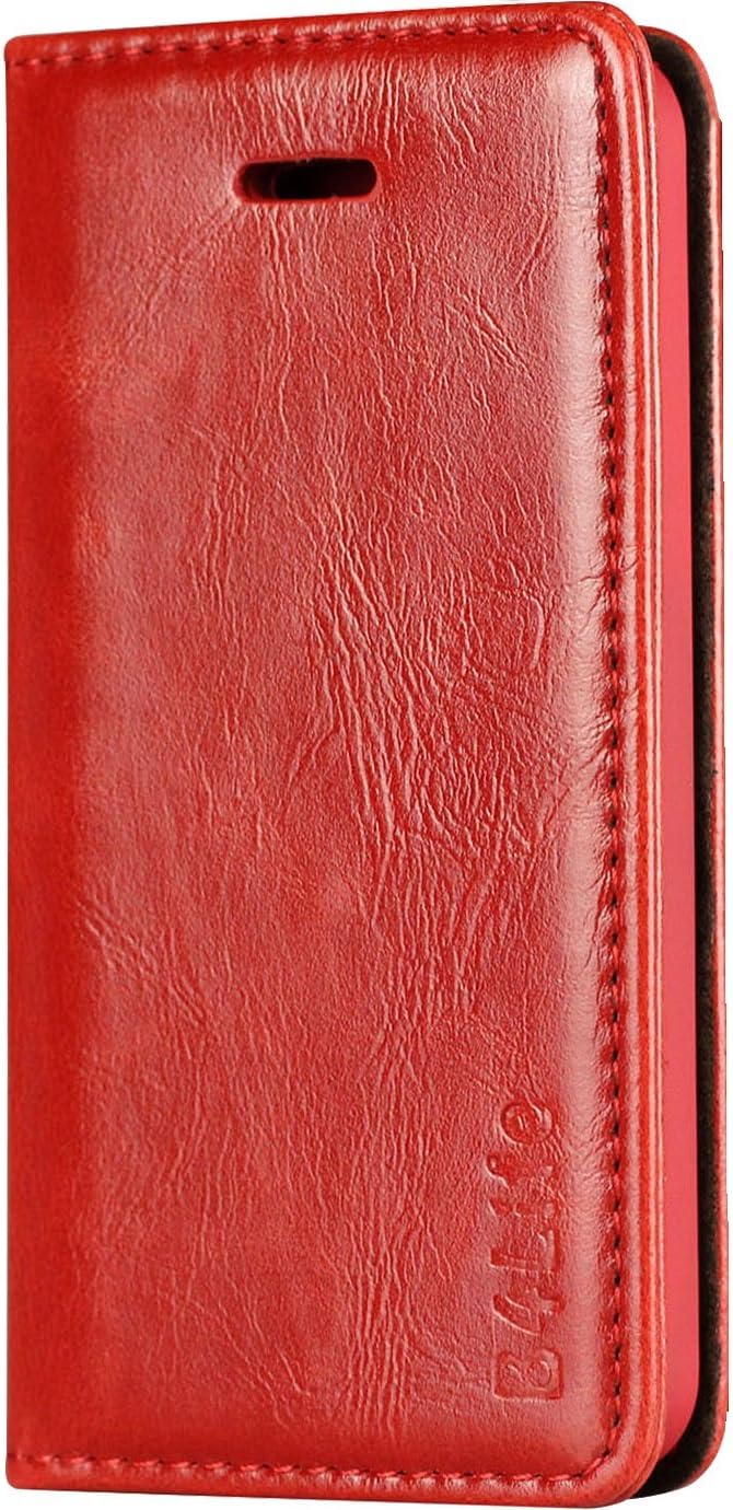 Red Leather iPhone 6S Case Magnetic Close for iPhone 6 6S by B4Life (Red)