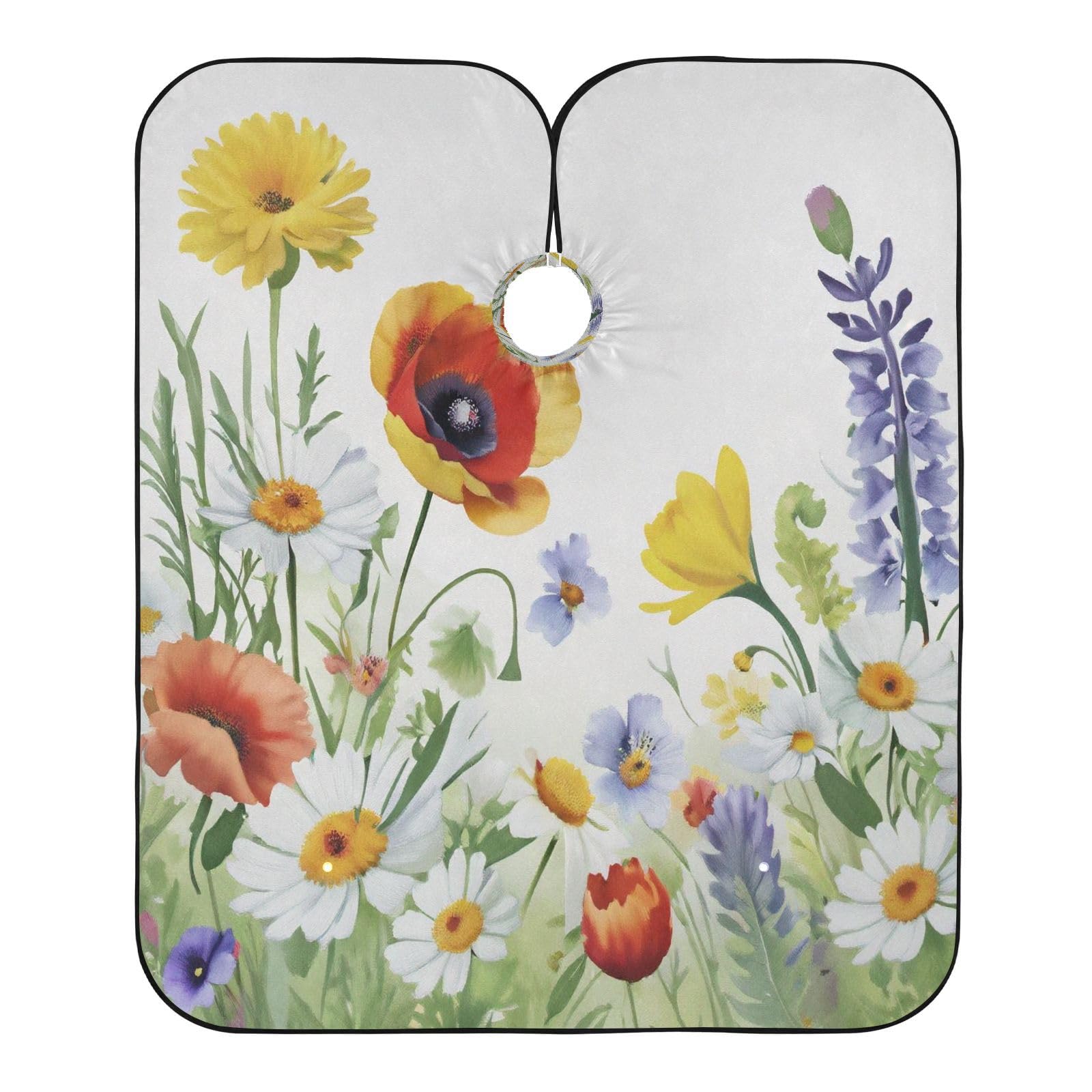 Kigai Wildflowers Hair Cutting Cape for Men & Women Waterproof Barber Cape Professional Hairdressing Salon Styling Apron with Adjustable Closure Snap