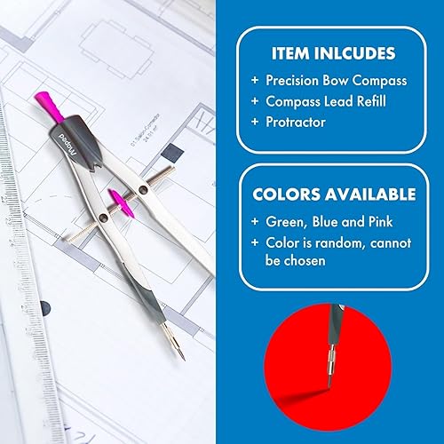 Miniatura 5 de Maped 291049 - Brújula y transportador de arco de metal de precisión, juego de 3 piezas