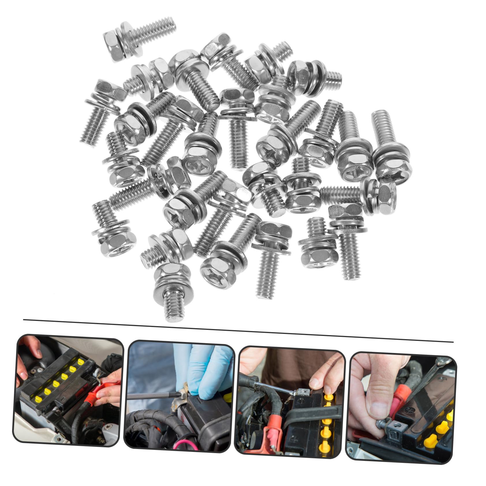Mobestech 5juegos Tornillos De Batería De Inoxidable Tuercas y Puntas De Estría Kit De Tornillos Para Conexiones De Batería De Motocicleta y Automóvil Varios