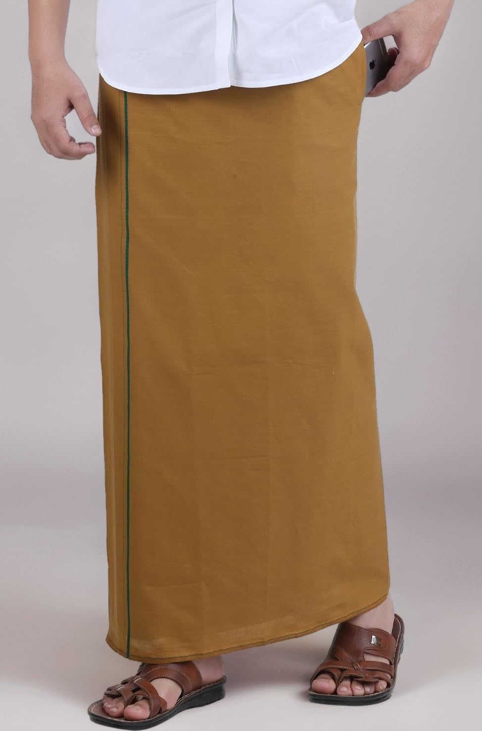 PRAKASAM COTTON Mens Black Colour Welcro Pocket Single dhoti//pocket mundu/single dhoti with pocket for mens