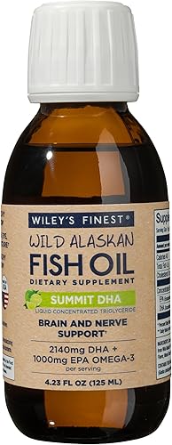 Wiley's Finest Aceite de pescado salvaje de Alaska Summit DHA líquido - 2140 mg de DHA y 460 mg de omega-3 EPA - Suplemento líquido con sabor a
