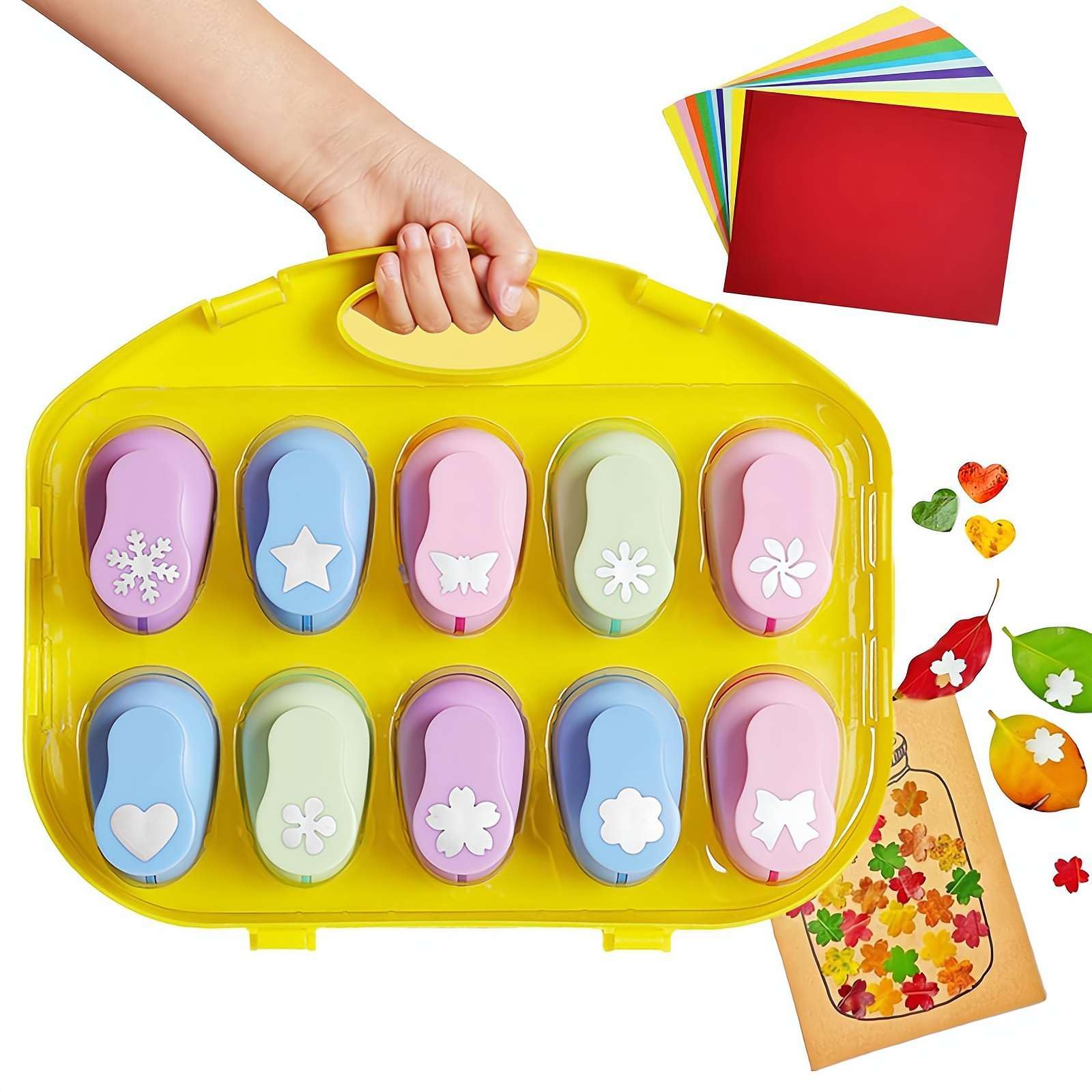 Kit Perforatrices Artisanales Pour Enfants - 6 Poinçons + Ciseaux - Formes Multiples - Développe La Motricité & Créativité