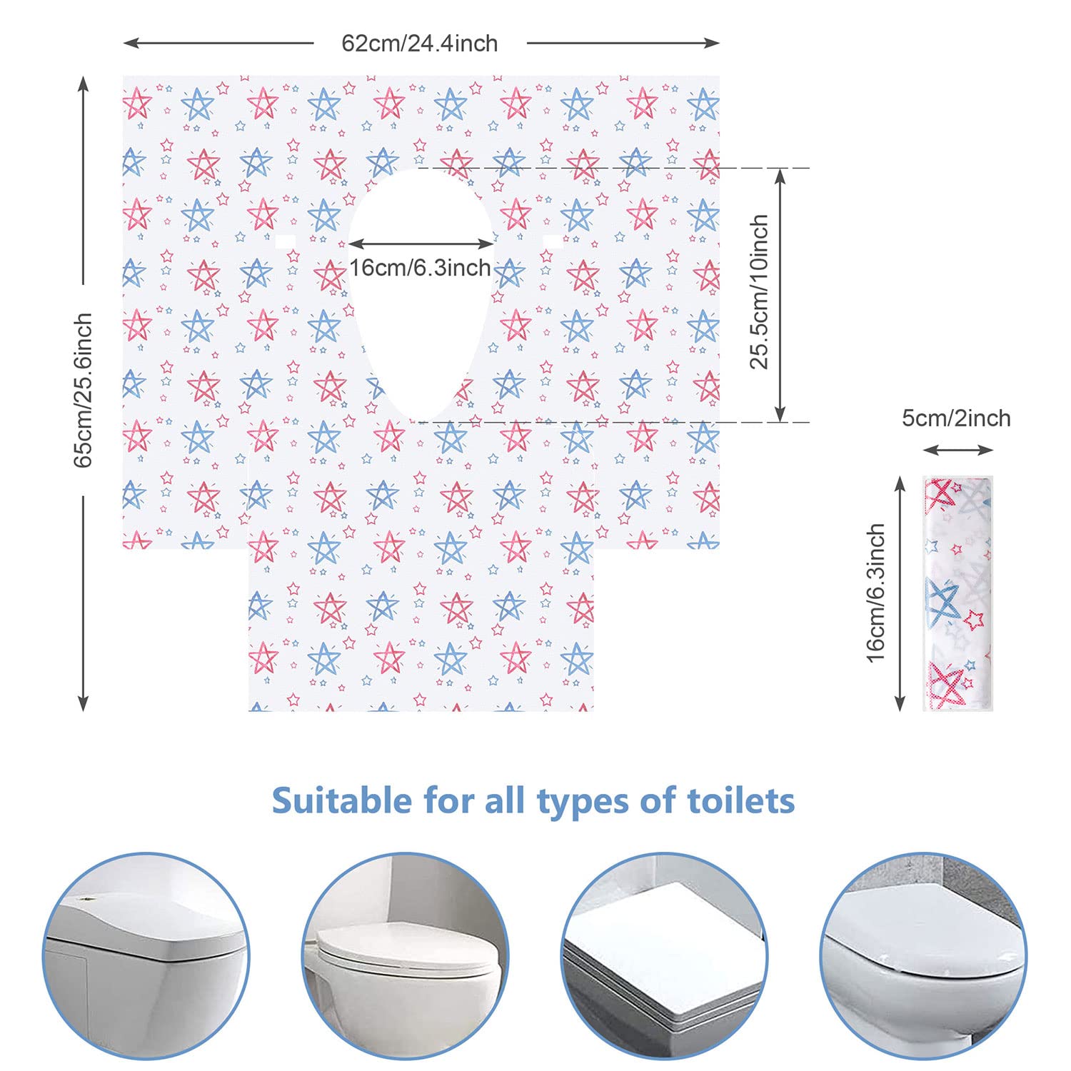 Copriwater Monouso Yoassi 25pcs - Extra Large 62x65cm, Antibatterico, Impermeabile, Ideale Per Viaggi E Bagni Pubblici - Foto 7