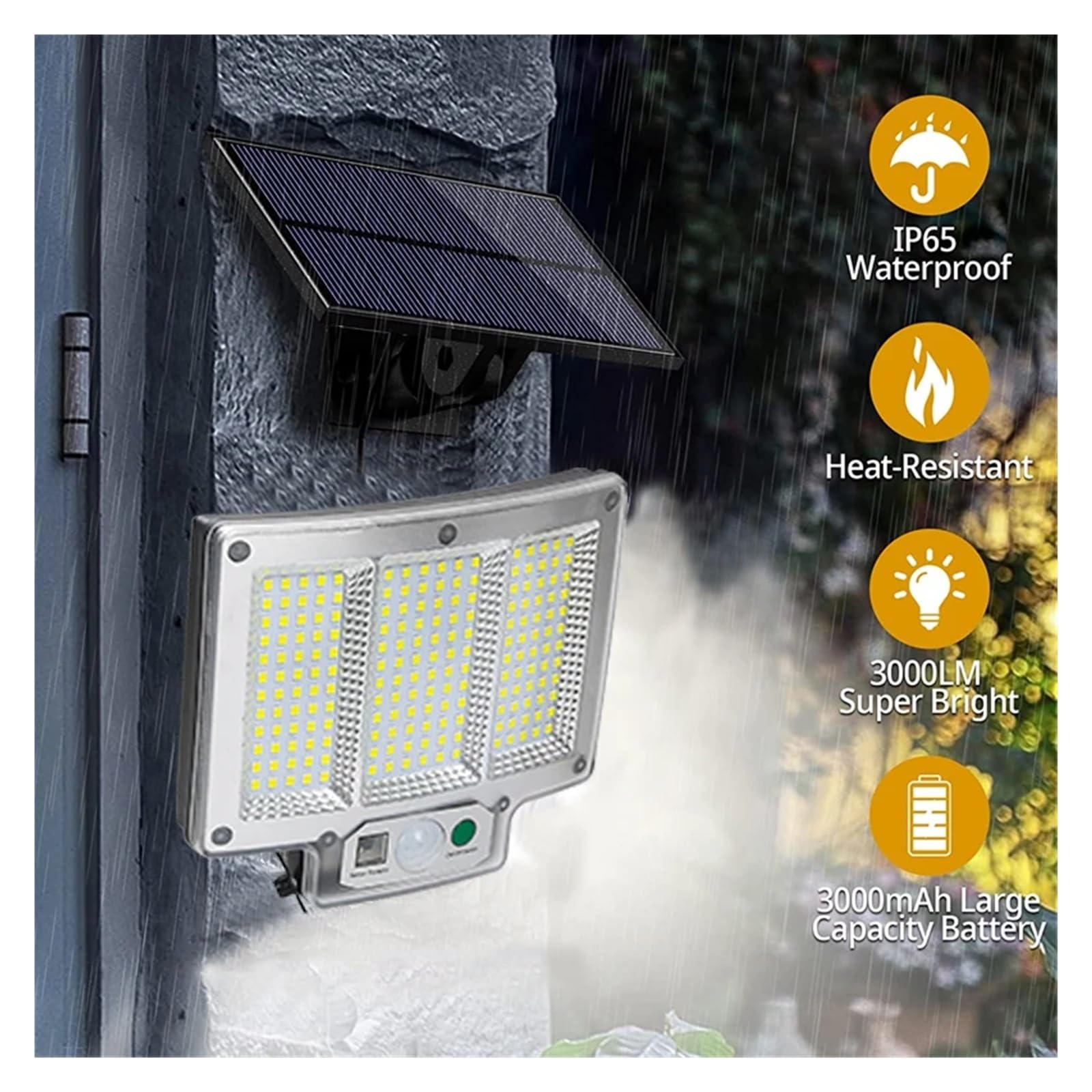 Oświetlenie zewnętrzne na energię słoneczną, 192 LED Solar Lampa zewnętrzna Ścienna IP65 Wodoodporna Lampa Spotlight Czujnik ruchu Solar 3 Tryby Uliczna Lampa Ogrodowa Dekoracja,do drzwi wejściowych,