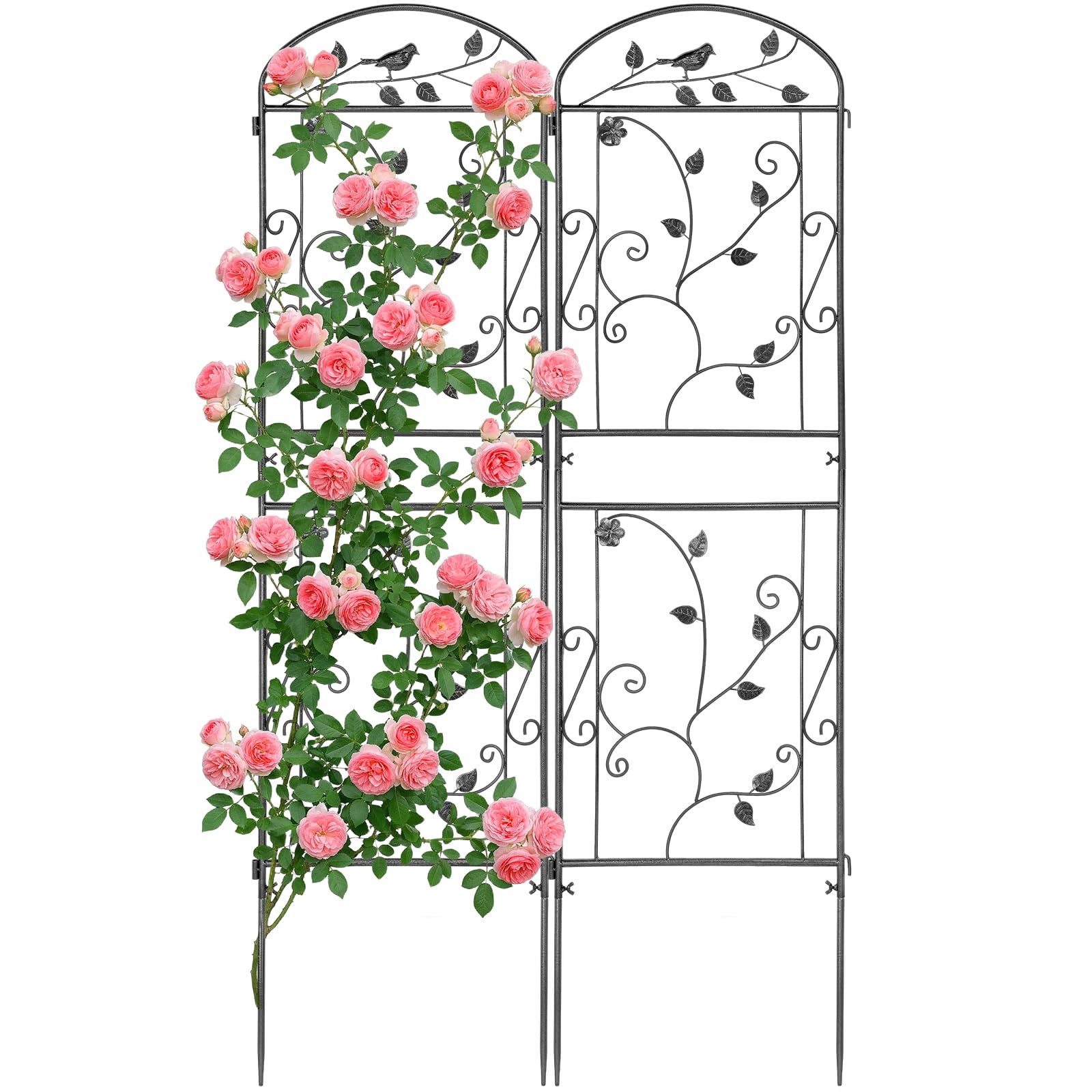 Photo 1 of 2 Pack Garden Trellis for Climbing Plants, 71 x 20 inch Rustproof Heavy Duty Metal Trellis for Climbing Rose Vine Clematis, Perfect for Premium Patio Decor & Luxury Outdoor Garden Design, Silver Gray