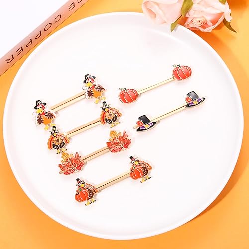 Miniatura 5 de YAHPERN 12 pinzas para el cabello de otoño para mujer, horquillas de Acción de Gracias, cosecha, pavo, hoja de arce, calabaza, horquillas de otoño,