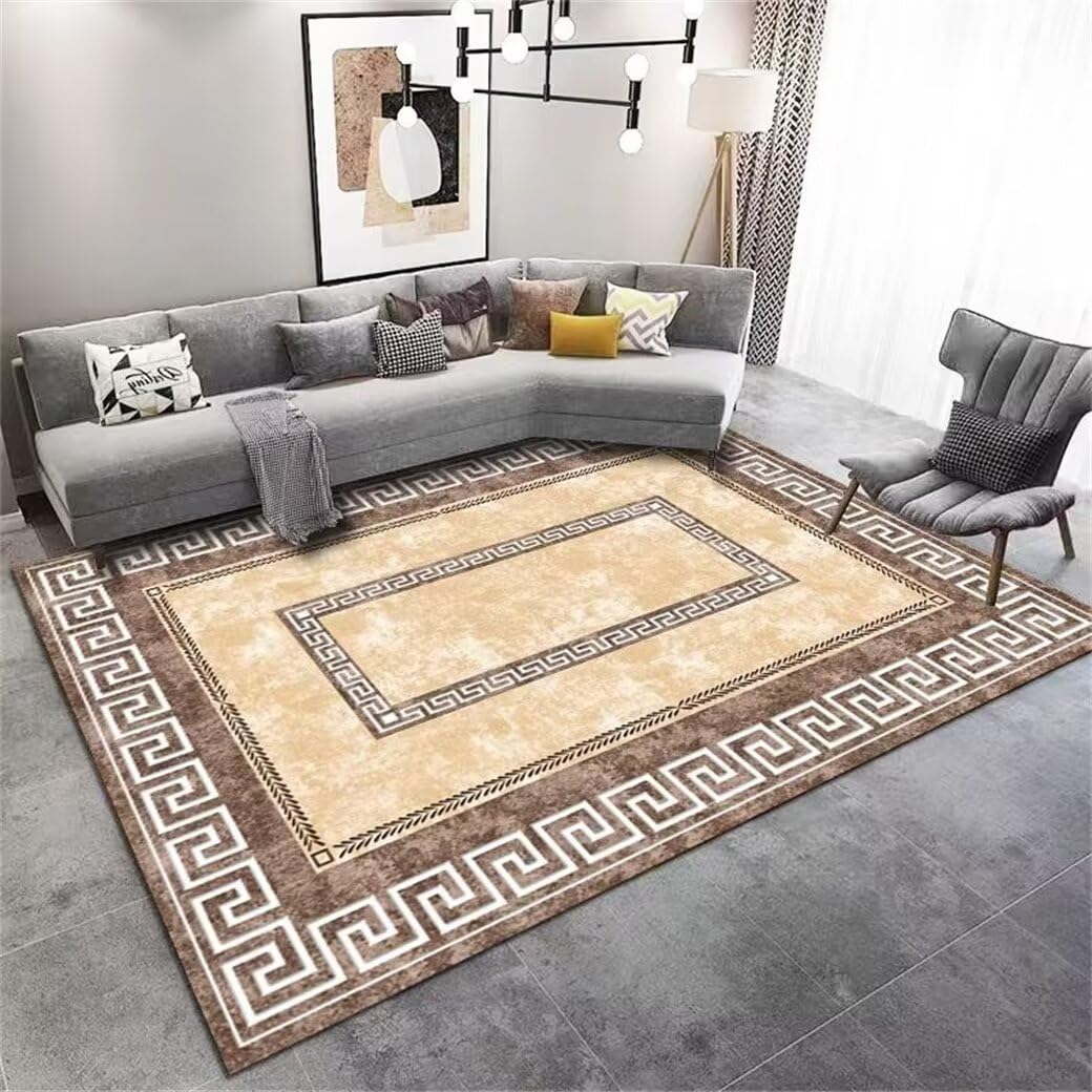 Grand tapis de salon marron 180x230 cm vintage pour chambre ado fille
