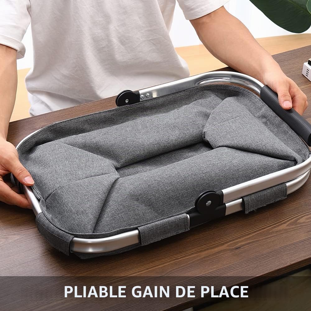 Sac à provisions familial, 30 l, pliable, grand panier de pique-nique, sac de voyage, panier de courses pratique, avec poignées rembourrées, idéal pour les voyages, les pique-niques, les courses, les
