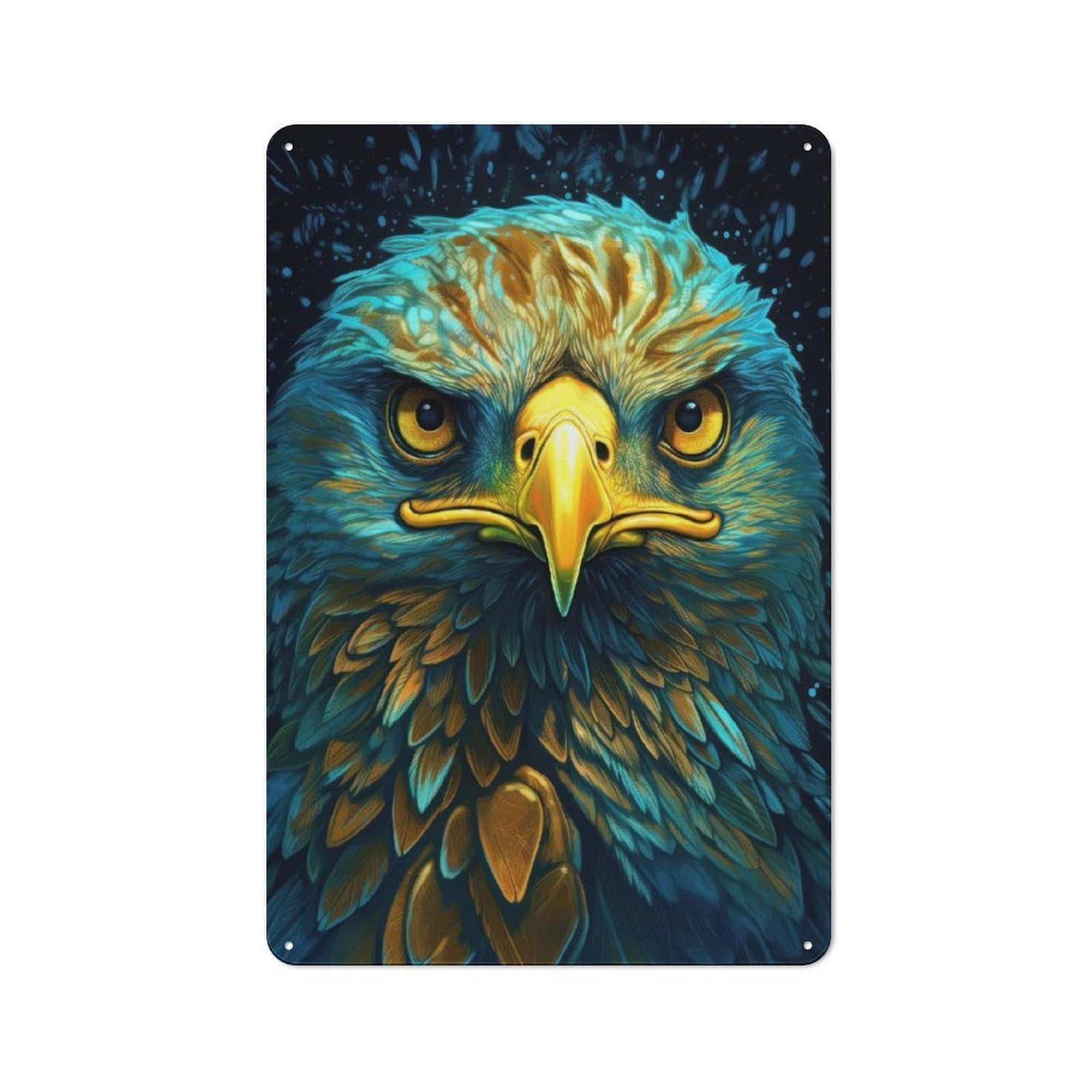 Junmoney Style-4 Vintage Tin Sign 30X20cm With Wild Neon Eagle For Garage Or Workshop, For Metal Sign Collectors, For Cafés, Pubs And Restaurants