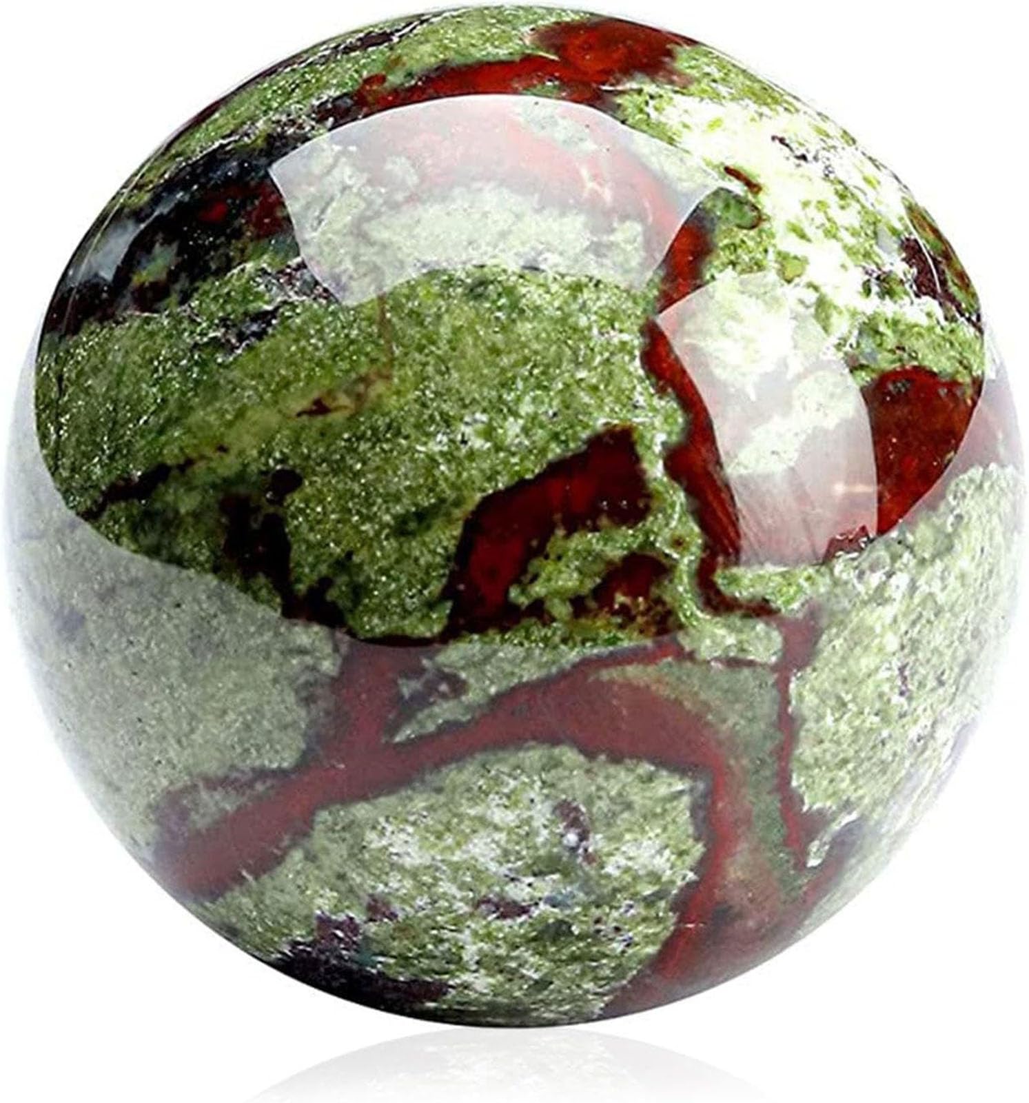 DPURPIWADY Dragon Bloodstone Crystal Sphere Ball, Polished Quartz Balls, Gemstone for Decoration Fengshui,6~7cm