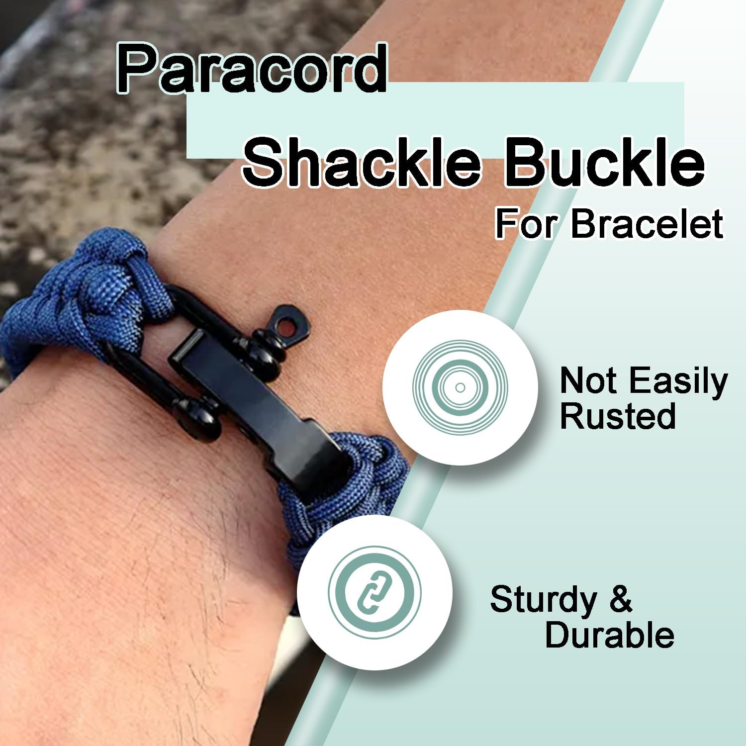 CooBigo Paracord Bracelet Shackle Buckle, Metal Survival Bracelet Bow Anchor + D Ring Shackle Clasp Adjustable Screw Pin M5