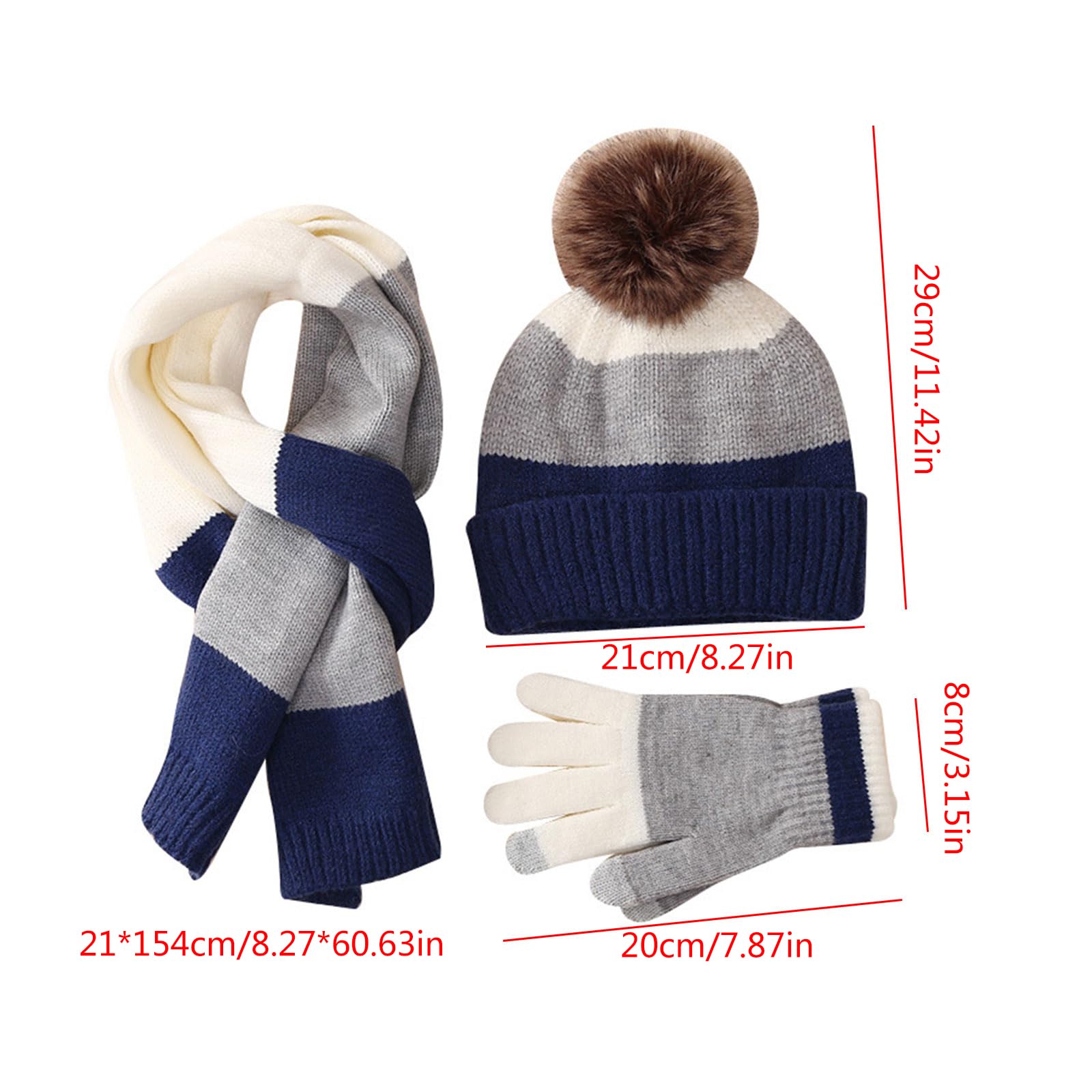 Juego de gorro, bufanda y guantes para niños, gorro de invierno con pompón y gorro de punto cálido para niñas y niños, gorro de invierno, bufanda y guantes