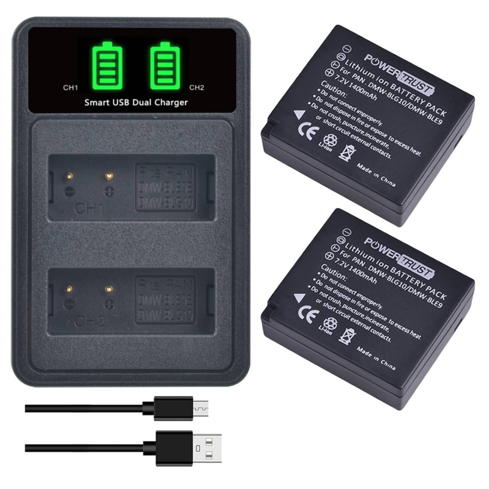 Cargador LCD USB con dos baterías DMW-BLG10 de alta duración 8