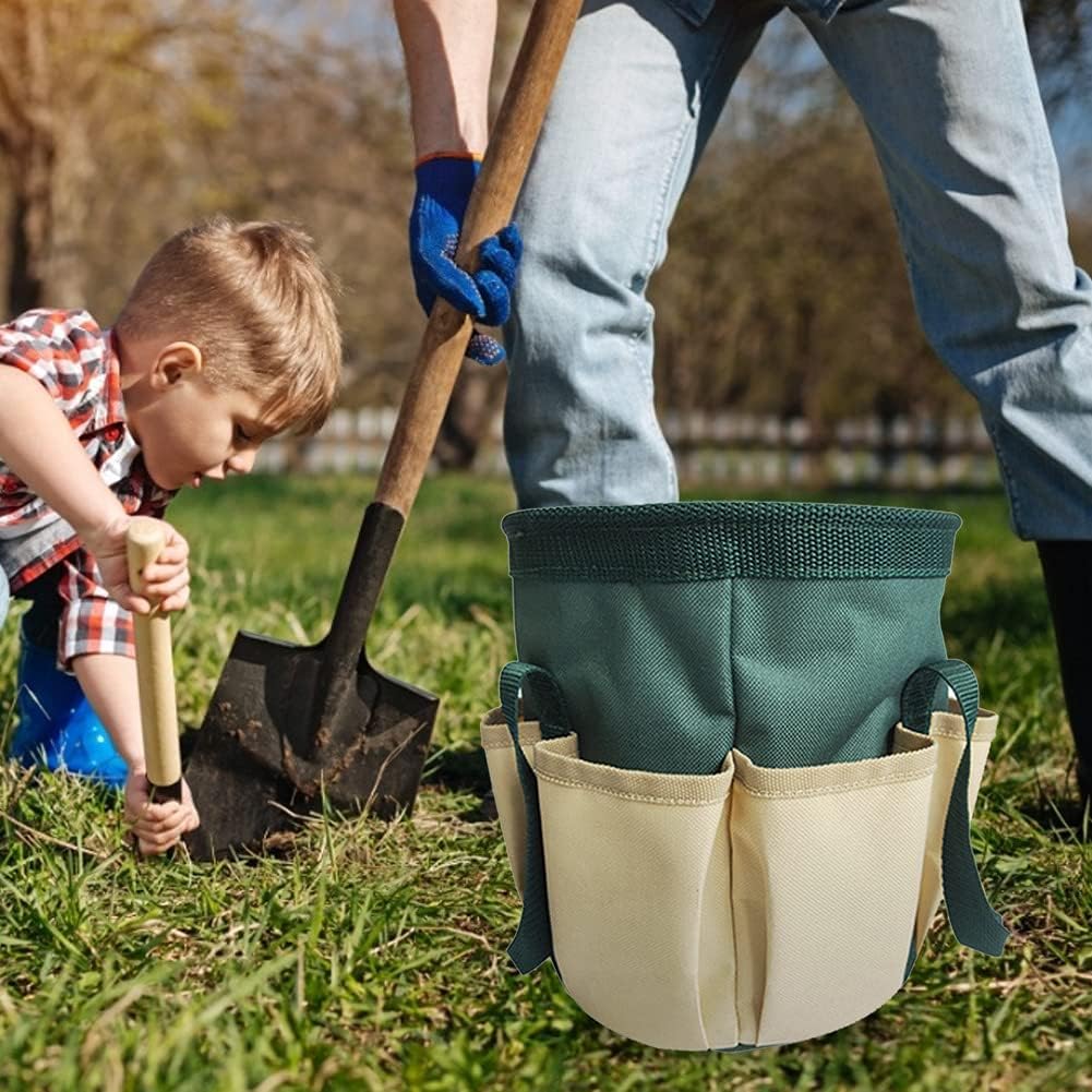 Multifunction Garden Tools Bucket Bag with Pockets Bucket Tool Organizer Gardening Organizer Tote Garden Harvest Bucket Bag Vegetables Picking Bag (Blue) image 3