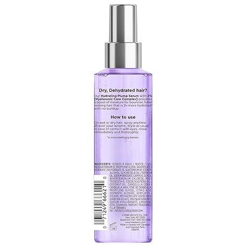 Miniatura 9 de L'Oreal Paris Elvive Hyaluron Plump Moisture Plump - Suero para cabello deshidratado y seco con complejo de cuidado de ácido hialurónico, sin