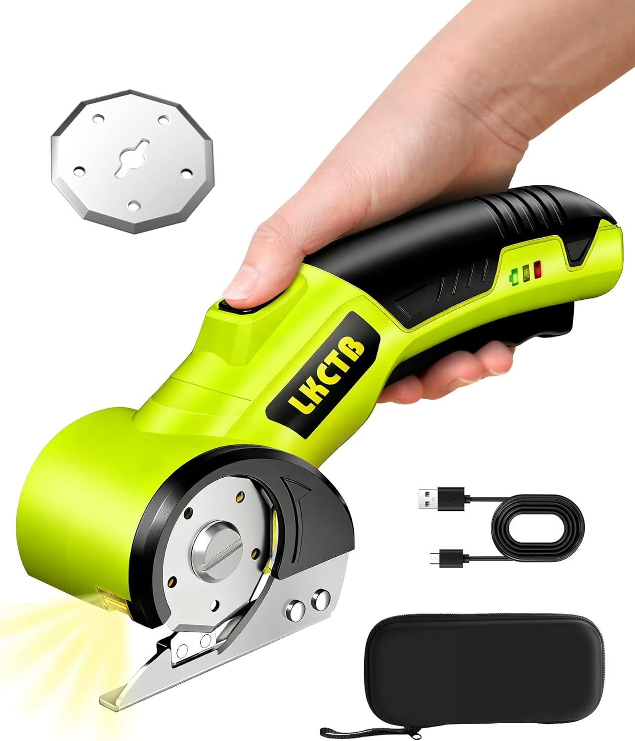 electric scissors, cardboard cutter, with led light, high-efficiency brushless motor, 3000mah battery, tungsten steel blade, suitable for cloth, cardboard, leather, carpet wire rope cutters