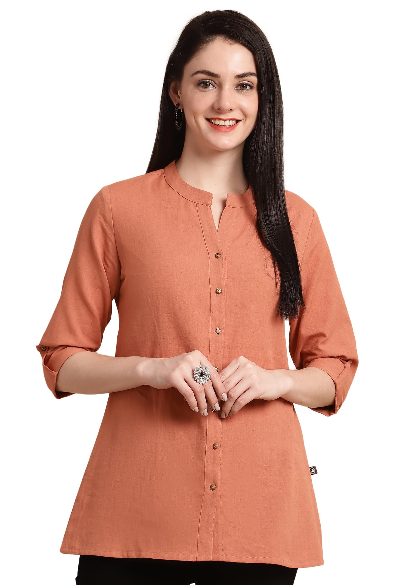 Women's Solid Cotton Top Regular Kurti-image-9