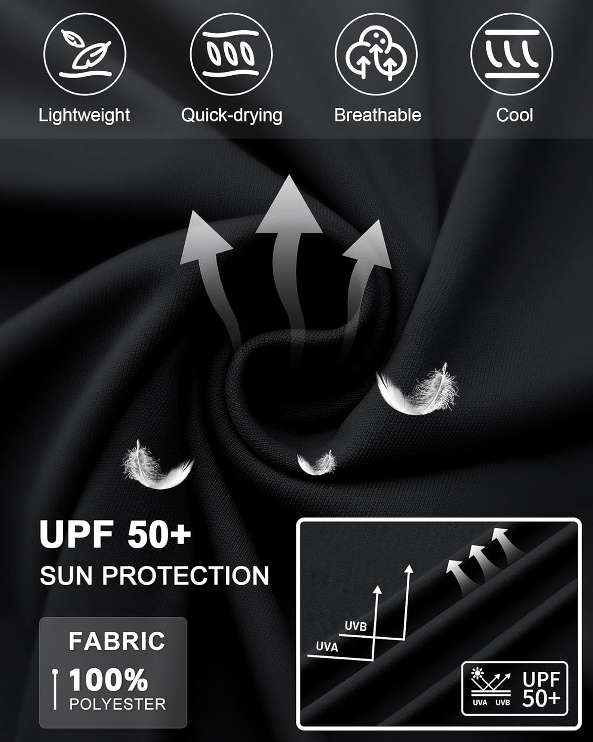 Runhit UPF 50+ Fishing Shirts for Men, Long Sleeve Sun Protection Lightweight Hoodie, UV Hiking Running Rash Guard - Image 4