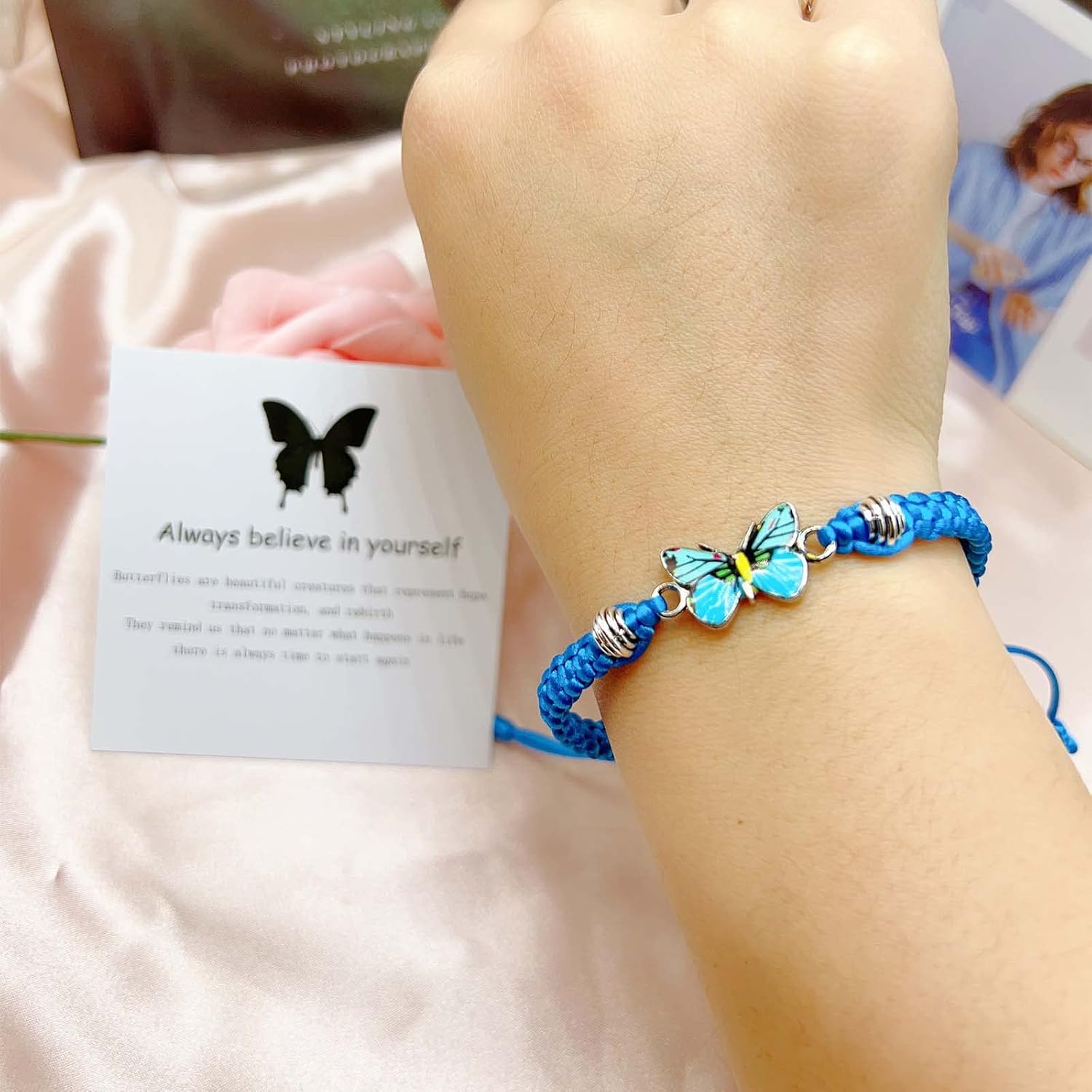 CJIAYUJEW Always believe in yourself Butterfly Bracelet, Cute Butterfly Charm Bracelets Matching Bracelet Friendship Couple Bracelets - Image 3