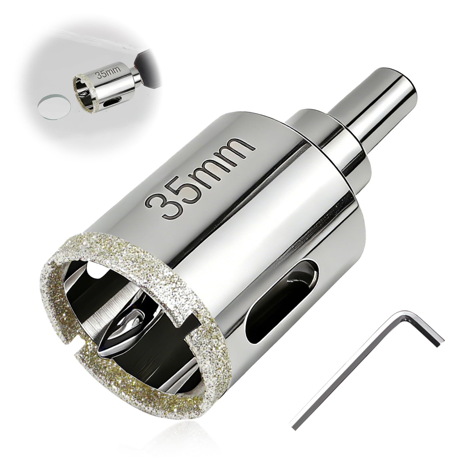 1PC Diamond Drill Bit with Center Pilot Hole, Diamond Hole Cutter, Professional Tile Hole Saw for Tile Glass Porcelain, Marble Ceramic Granite (35mm) — image 1