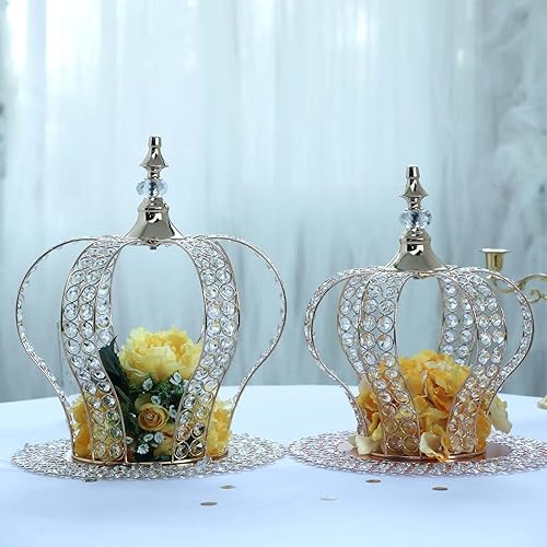 Miniatura 5 de Efavormart - Decoración para tartas de cristal dorado metálico de 16 pulgadas con 204 cuentas acrílicas para bodas, fiestas de cumpleaños, eventos