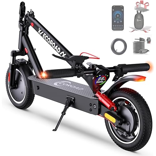 EC9 Electric Scooter, Up to 30 Miles Range & 21 MPH, 4 High-Performance Shock Absorbers, 500W Motor & 10" Solid Tires, Foldable Commuter Electric Scooter for Adults with Turn Signals, APP Lock