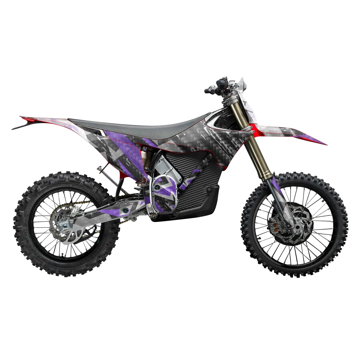 Carbon Fiber Stark Varg MX 2023-2025 Graphics Kit Wrap - Grunge Star Purple - Varg MX Skin - Premium 3M Vinyl Protective Wrap Decal Cover - Easy to Apply | Crafted in The USA by MightySkins