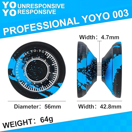 Miniatura 4 de FETESNICE Yoyo Profesional Responsivo yoyo para Principiantes, Yoyos No Responsivos para Adultos, Yoyo de Trucos de Metal para Jugadores Avanzados,