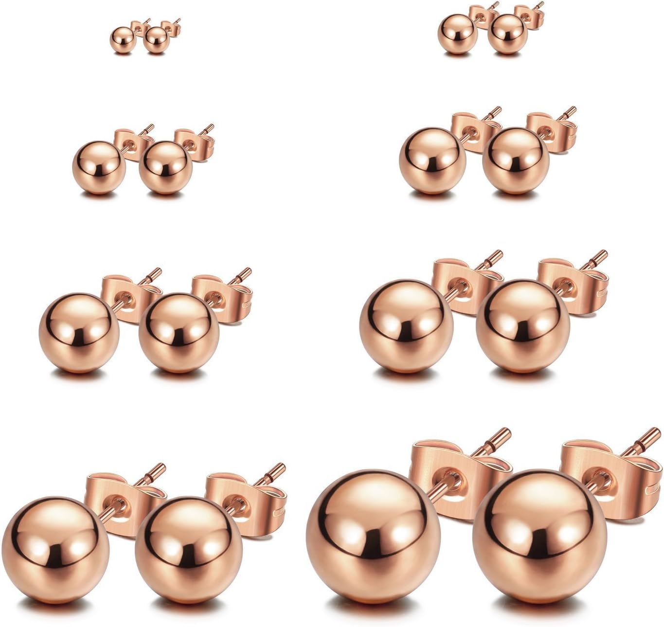 Ball Earrings 316L Surgical Steel Earrings Round Ball Stud Earrings Set for Women