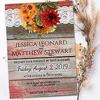 Vista 5 de Invitaciones de boda rústicas de otoño informales o formales, juego de 15 invitaciones de otoño personalizadas con estampado de girasol y encaje