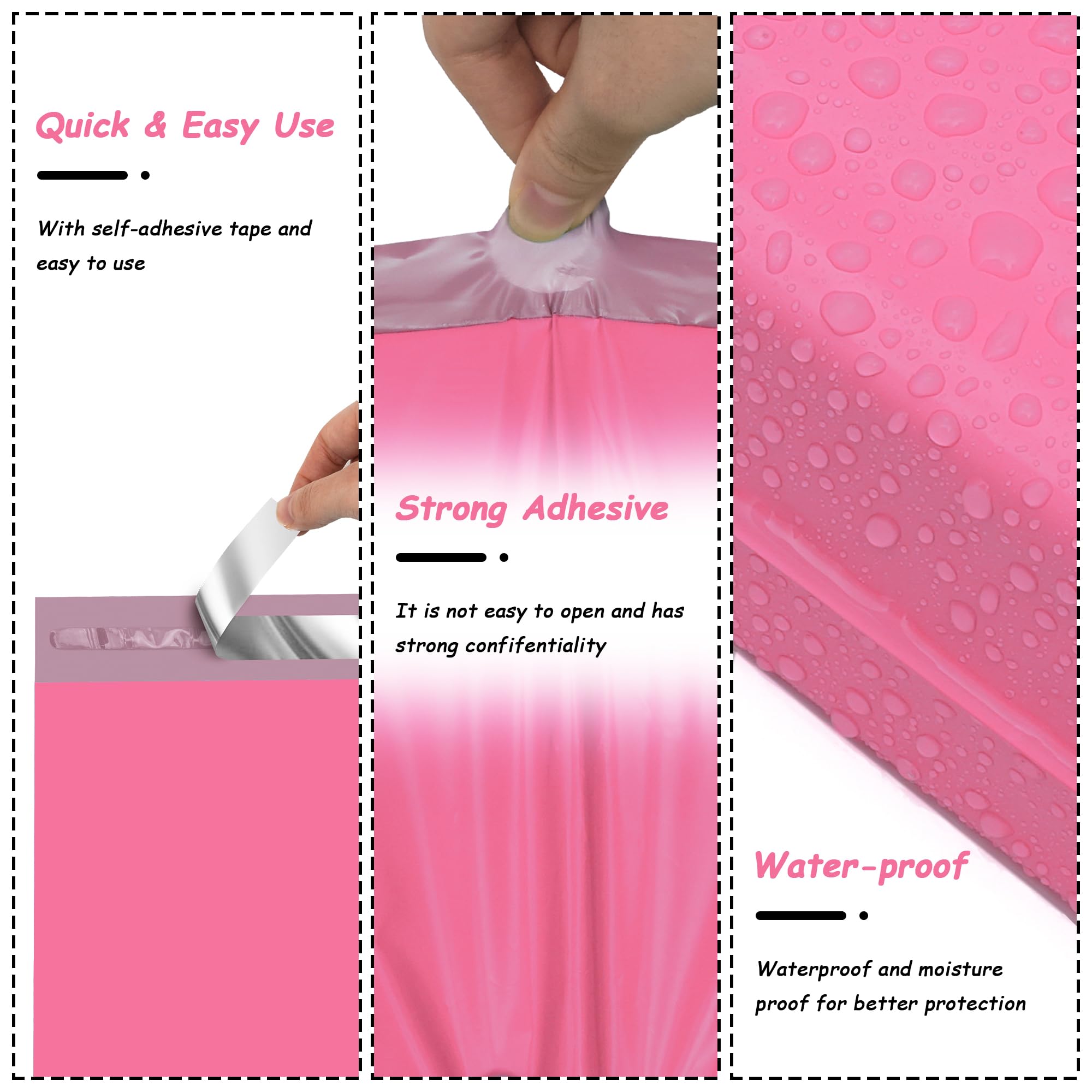 JinRuiKJ Buste postali in polietilene rosa, 25 x 33 cm, 100 pezzi, resistenti buste adesive per abbigliamento, buste spesse e resistenti con autosigillanti, impermeabili e antistrappo, sacchetti per