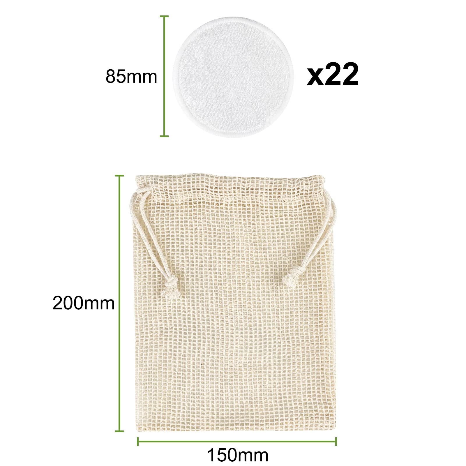 Image secondaire de Relota Lot De 22 Tampons Démaquillants Lavables Fibre De Bambou, Disque Coton Demaquillant Lavable avec Sac à Laver, Super Doux