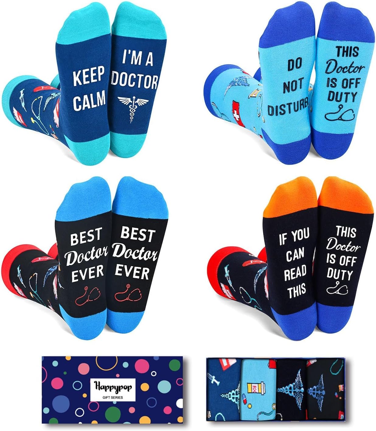 HAPPYPOP Doctors Gifts for Men Women - EMT Gifts Paramedic Gift Doctors Day EMS Week Socks