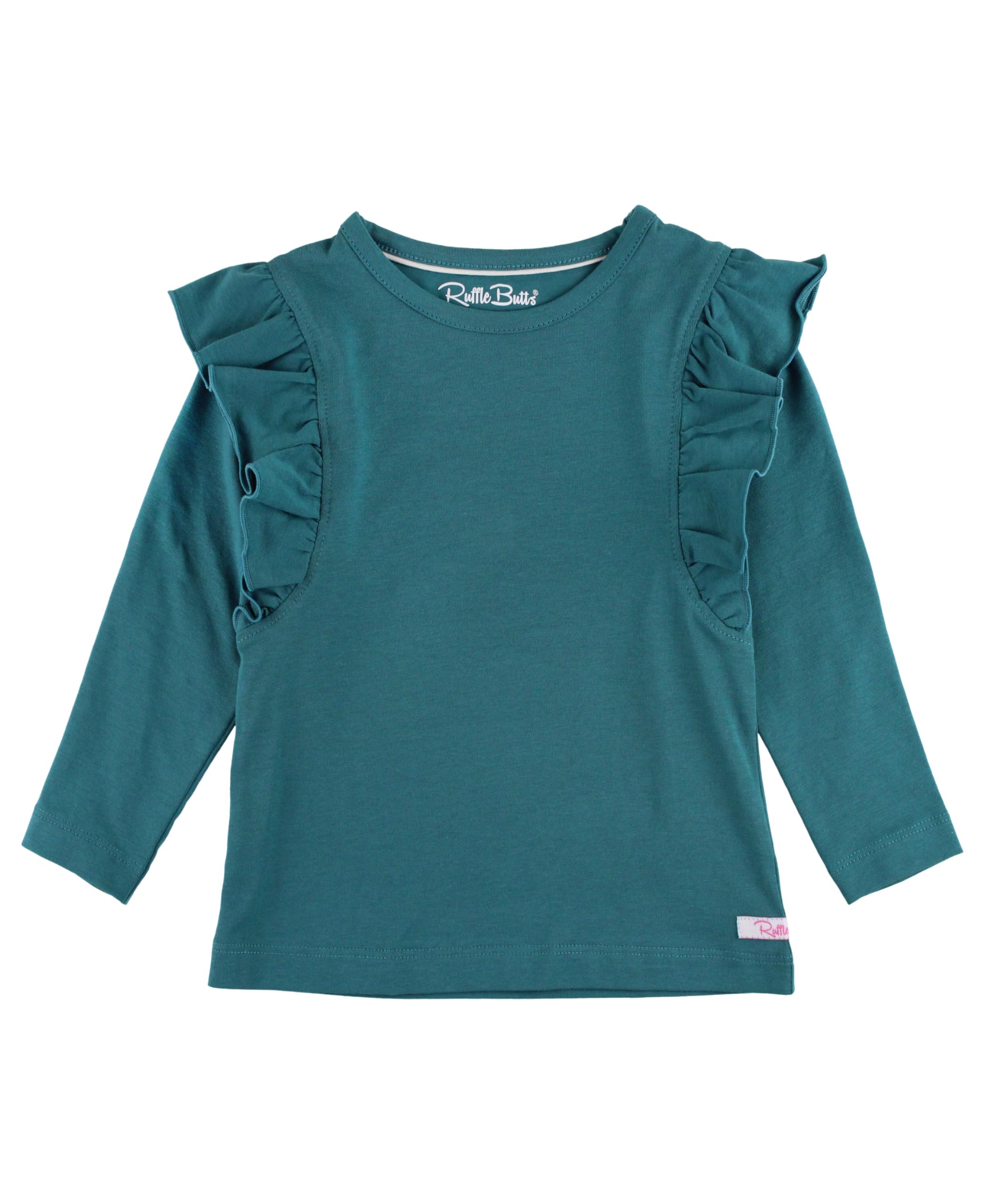 RuffleButts Colonial Blue Knit Flutter Sleeve Top - 18-24m