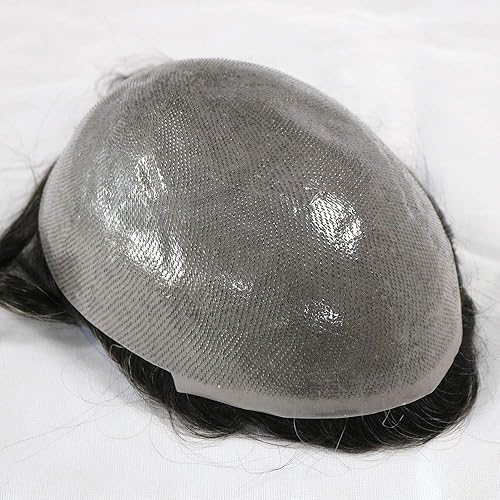 Miniatura 3 de Simbeauty Cabello humano súper natural para hombre, estilo libre de toupee de 10 x 8 pulgadas, sistemas de repuesto de piel fina, cabello para