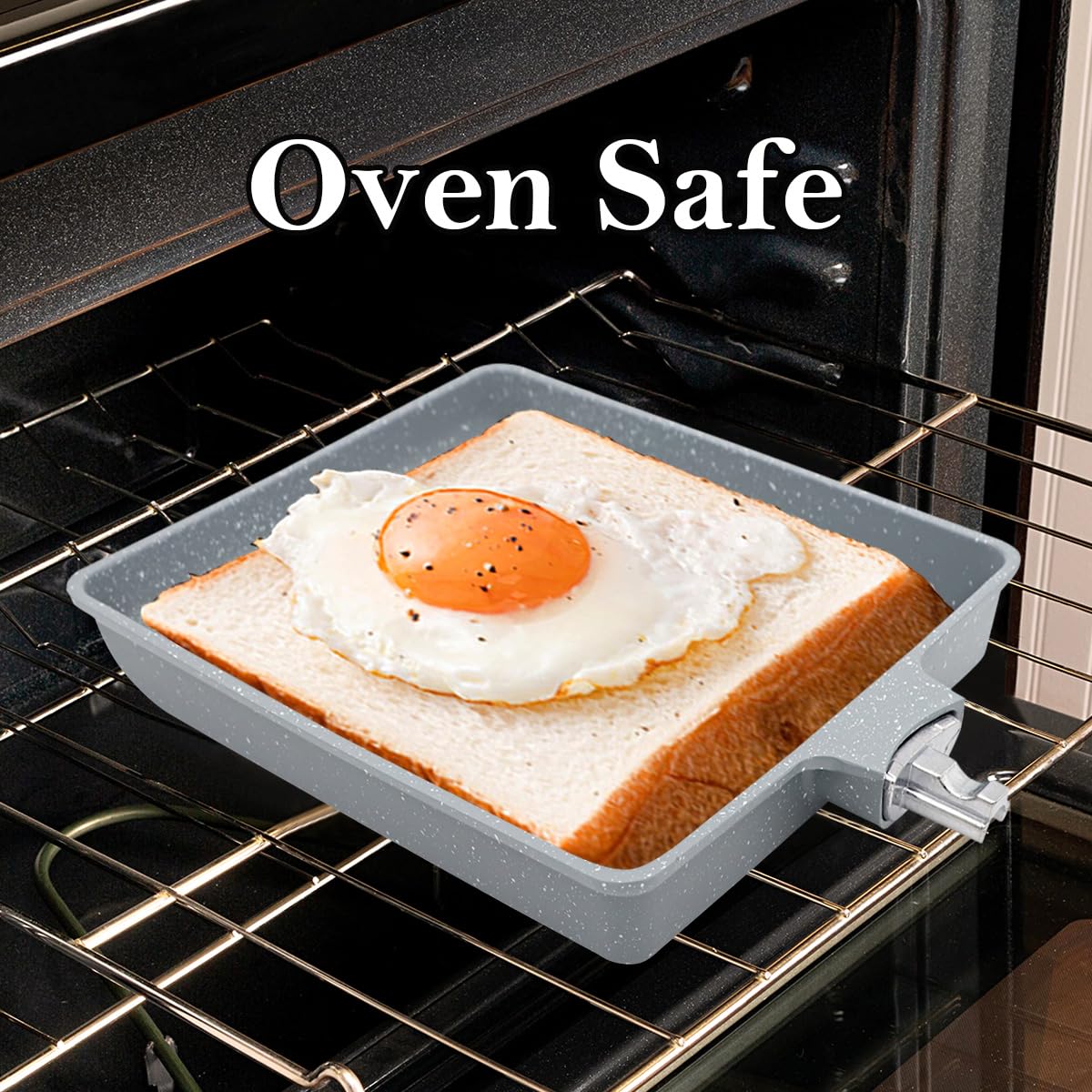 Sartén antiadherente de cerámica para tamagoyaki, sartén japonesa para tortilla, huevo con mango desmontable, apto para horno, 7.48 x 6.8 pulgadas (azul) 5