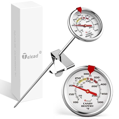 Miniatura 8 de Termómetro de caramelo actualizado impermeable IP67 - Termómetro de aceite para freír con clips - Termómetro de dial arcoíris de 5" al lado de la