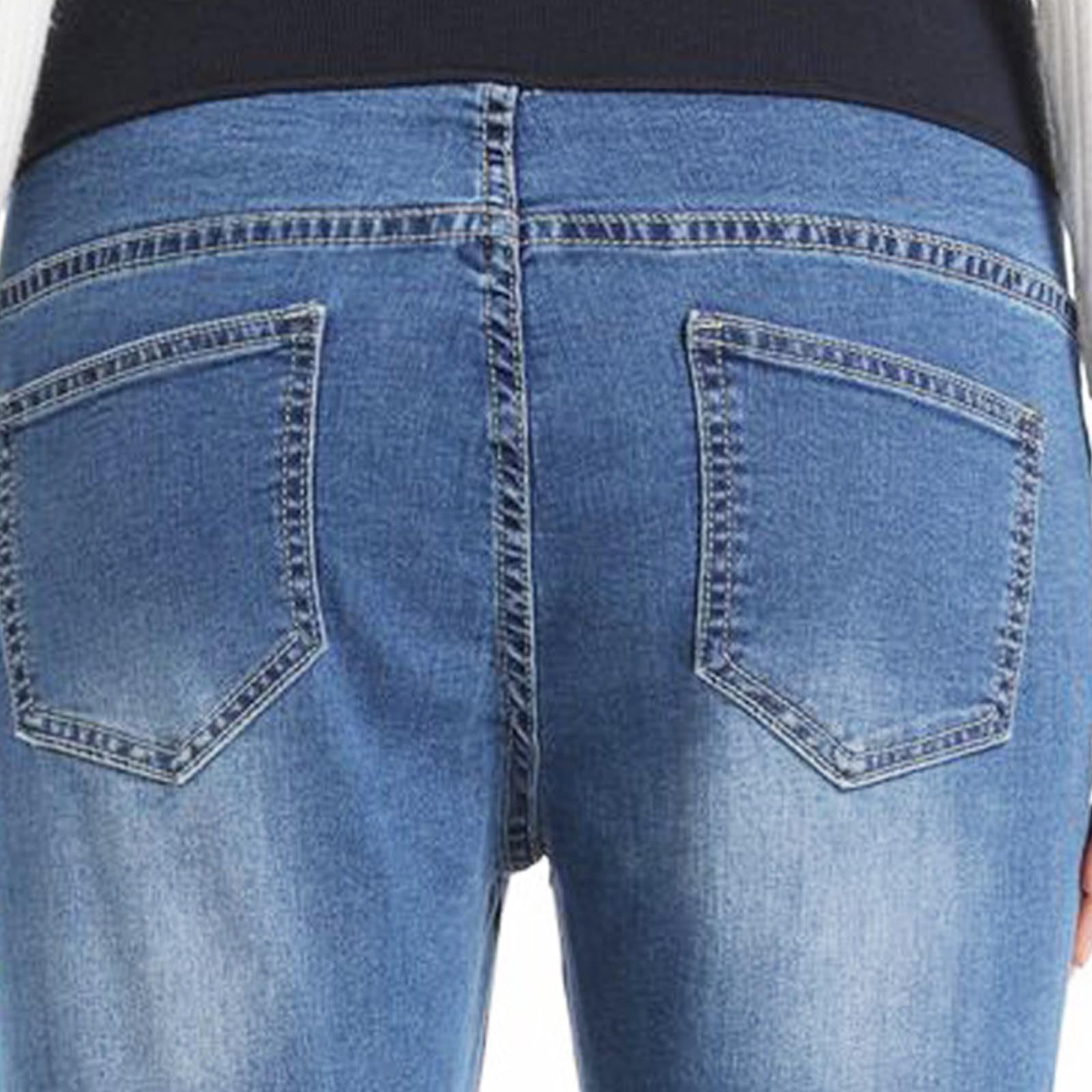 Pantalones Vaqueros de Maternidad Mujer Elásticos cómodos con Banda Abdominal Jeans Slim Fit Pantalones Largo Embarazo Primavera y Verano premamá Denim Pants