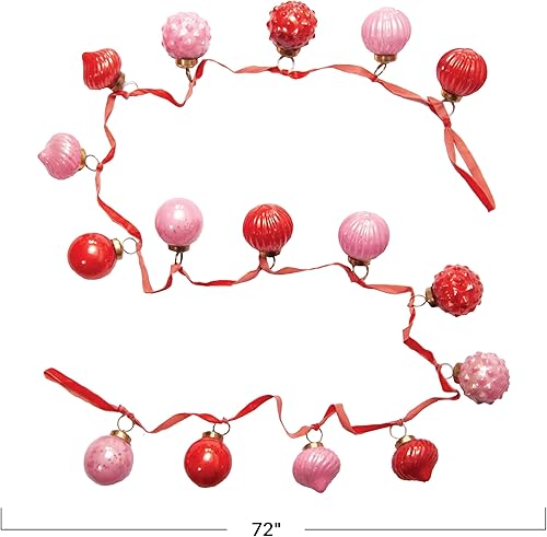 Vista 35 de Creative Co-Op Guirnalda de adorno de bola de vidrio de mercurio en relieve, crema mate envejecida